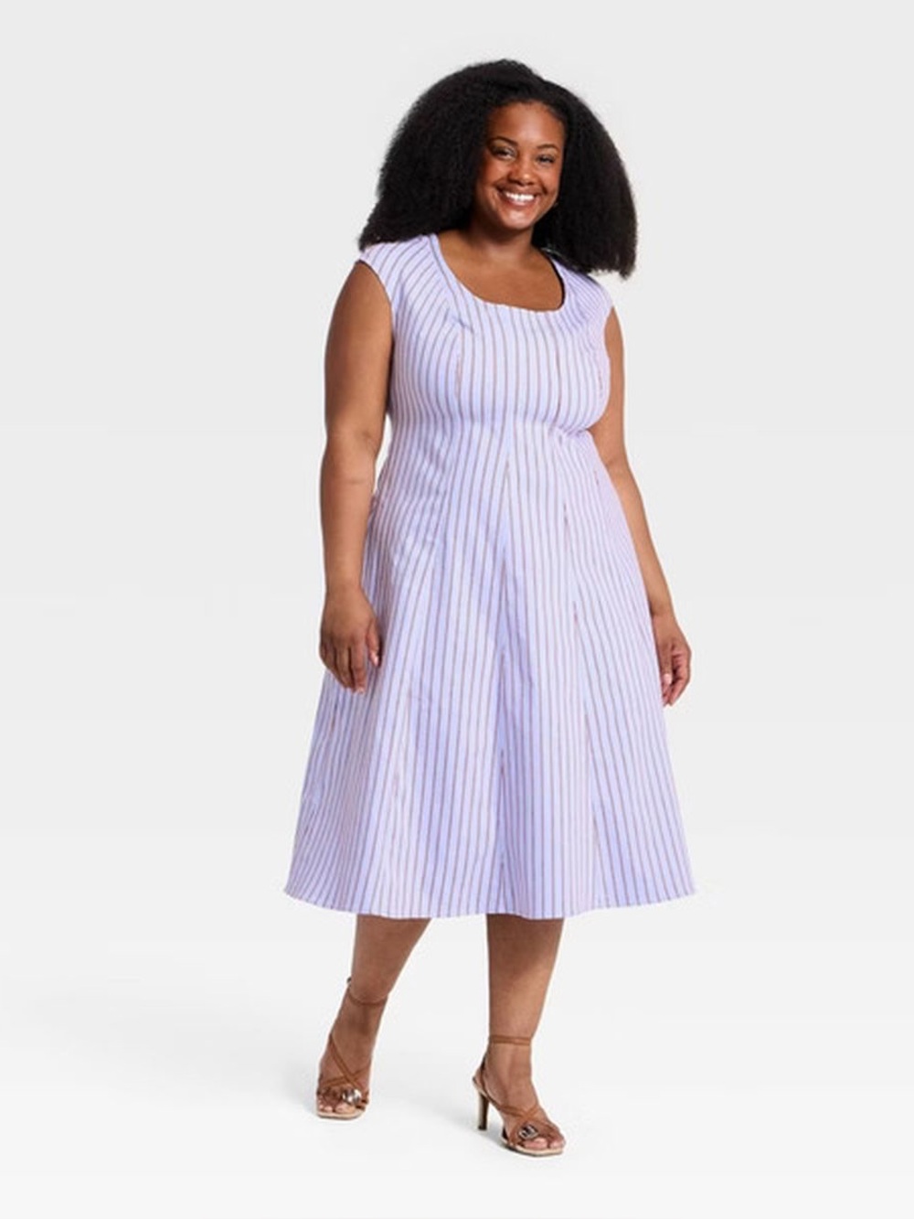 Ava & Viv Women's Plus Cap Sleeve Midi A-Line Dress nwt 16